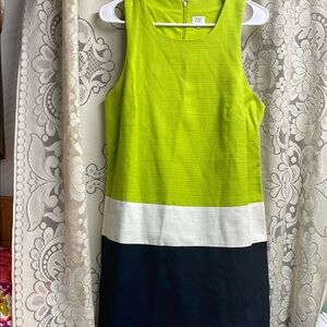 Crown and Ivy Colorblock Sleeveless Dress in Green, White, and navy blue.